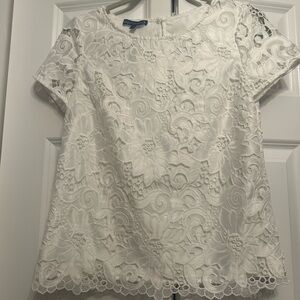 Talbots white lace overlay top. Size xs. Worn 1x